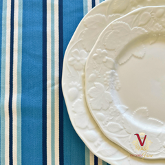 Blue Stripe Tablecloth plates