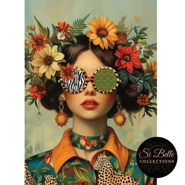 Brunette Flower Power Framed Art detailed