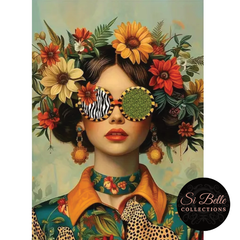 Brunette Flower Power Framed Art detailed