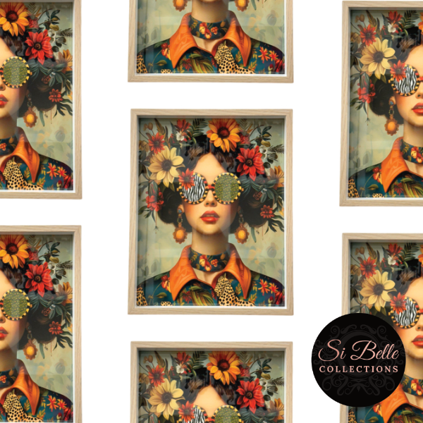 Brunette Flower Power Framed Art repeated