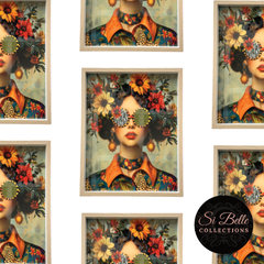 Brunette Flower Power Framed Art repeated