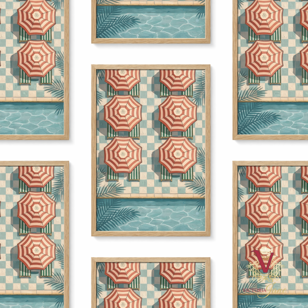Cabana Lines Framed Art oak repeated
