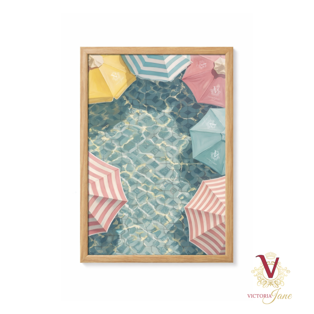 Candy Cabana Framed Art oak