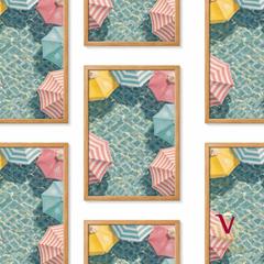 Candy Cabana Framed Art oak repeated