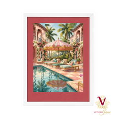 Courtyard Club Framed Art white