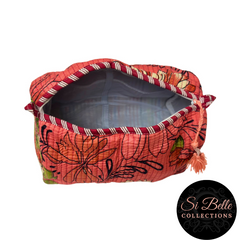 Dark Peach Flower Tote Pouch Set – Matching Duo