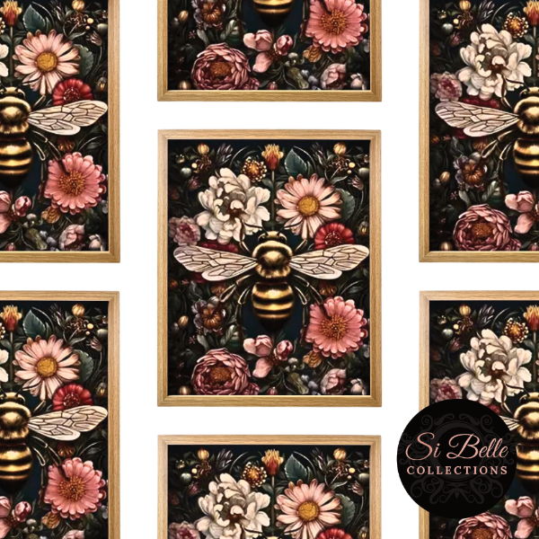 si belle collections Flower Bee Framed Art repeated