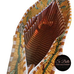si belle collections Gold Zipped Designer Tote open inside