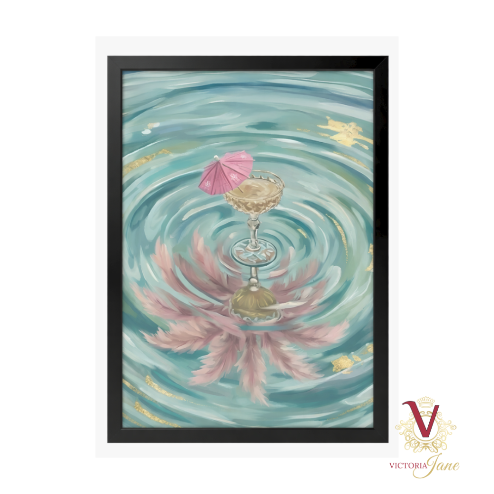 Golden Ripple Framed Art black
