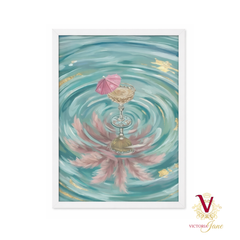 Golden Ripple Framed Art white