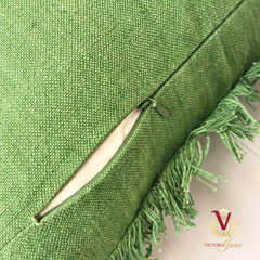 Green Linen Cushion Cover zip