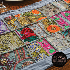 Si belle collections grey table runner close up