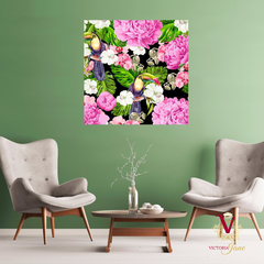 Victoria Jane Jungle Jive Wall Art lifestyle framed in living area unframed