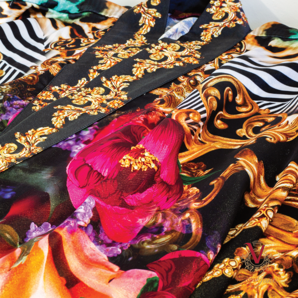 Silk Crepe Peony Bird Kimono front detailing victoria jane