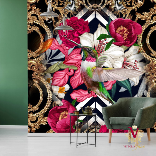 victoria jane Lily Bird Mural living room