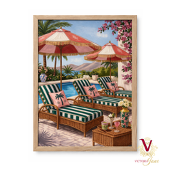 Palm Lounge Framed Art oak