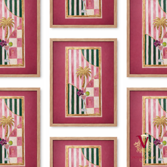 Palm Stripe Framed Art oak repeated