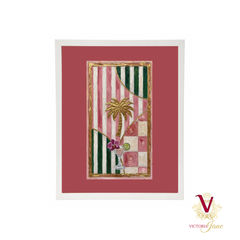 Palm Stripe Framed Art white