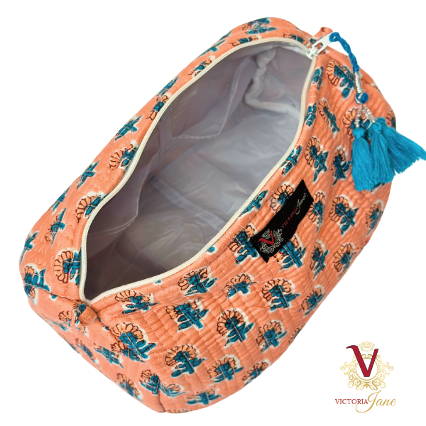 Peach Petal Pouch Bag Set open