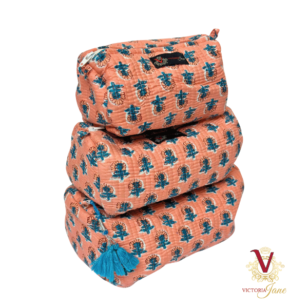 Peach Petal Pouch Bag Set stacked