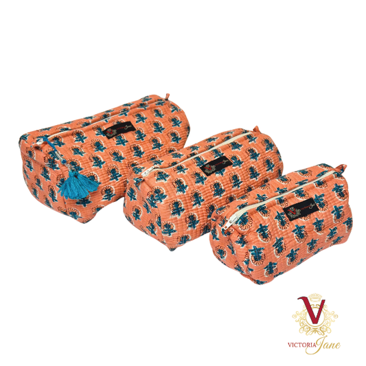 Peach Petal Pouch Bag Set trio