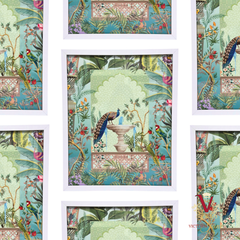 Peacock in Paradise Framed Art repeated