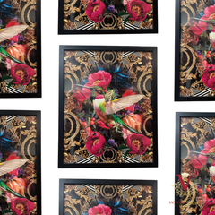 Peony Bird Framed Art repeated