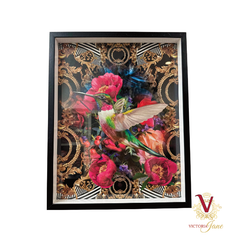 Peony Bird Box Framed Art