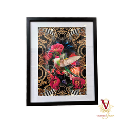 Peony Bird Framed Edge Art