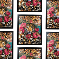 Peony Tiger Framed Art repeated