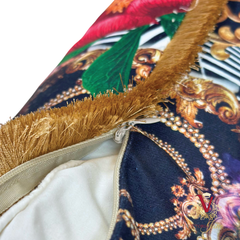 Peony Bird Velvet Cushion zipped