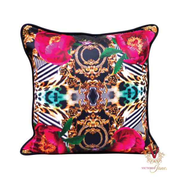 victoria jane Peony Bird Crystal Embellished Satin Cushion back