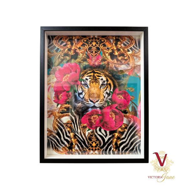 Peony Tiger Box Framed Art