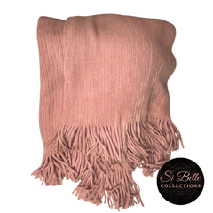 si belle collections Pink Tassel Knit Blanket