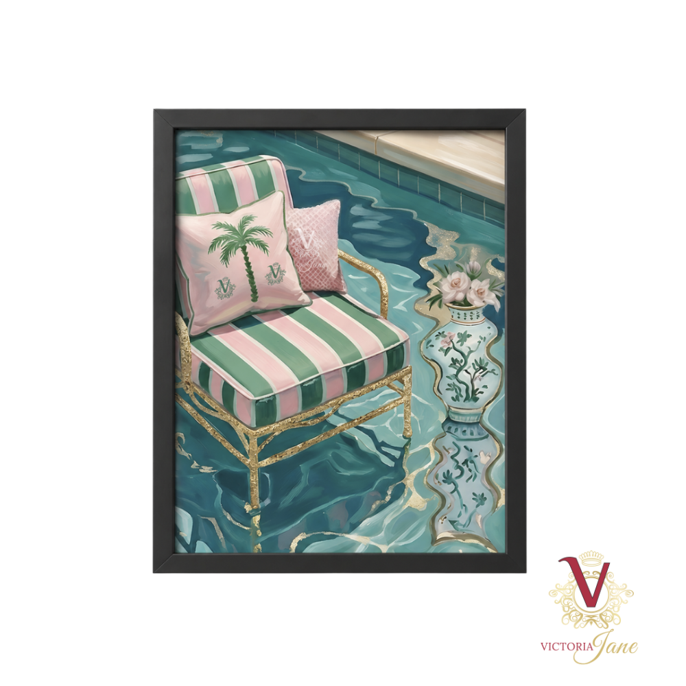 Poolside Muse Framed Art black