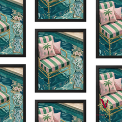 Poolside Muse Framed Art black repeated