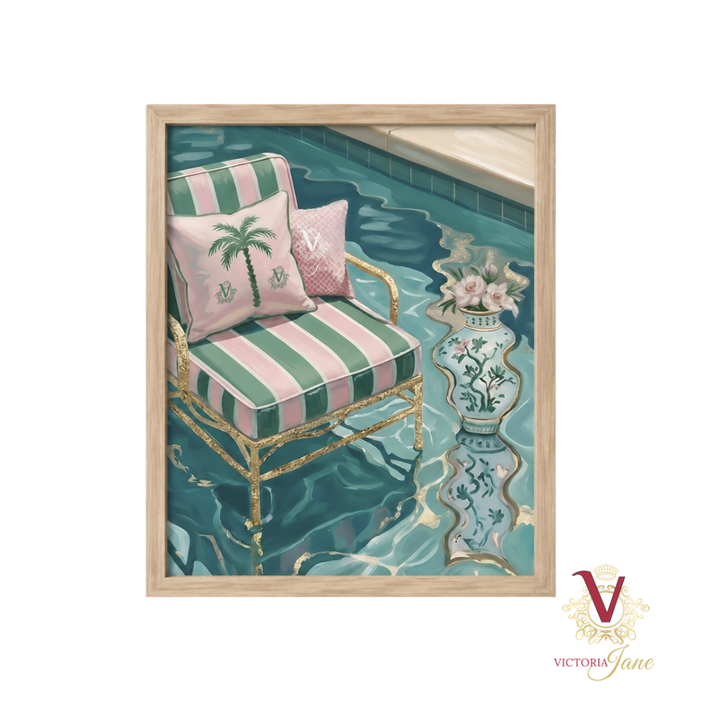 Poolside Muse Framed Art oak