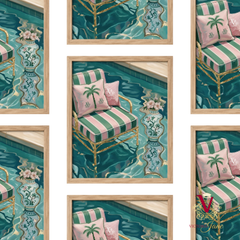 Poolside Muse Framed Art oak repeated