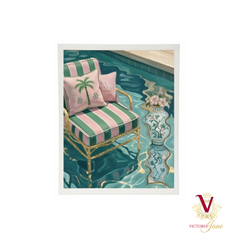 Poolside Muse Framed Art white