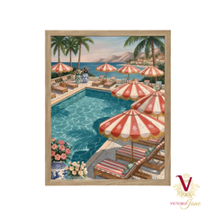 Poolside Society Framed Art oak