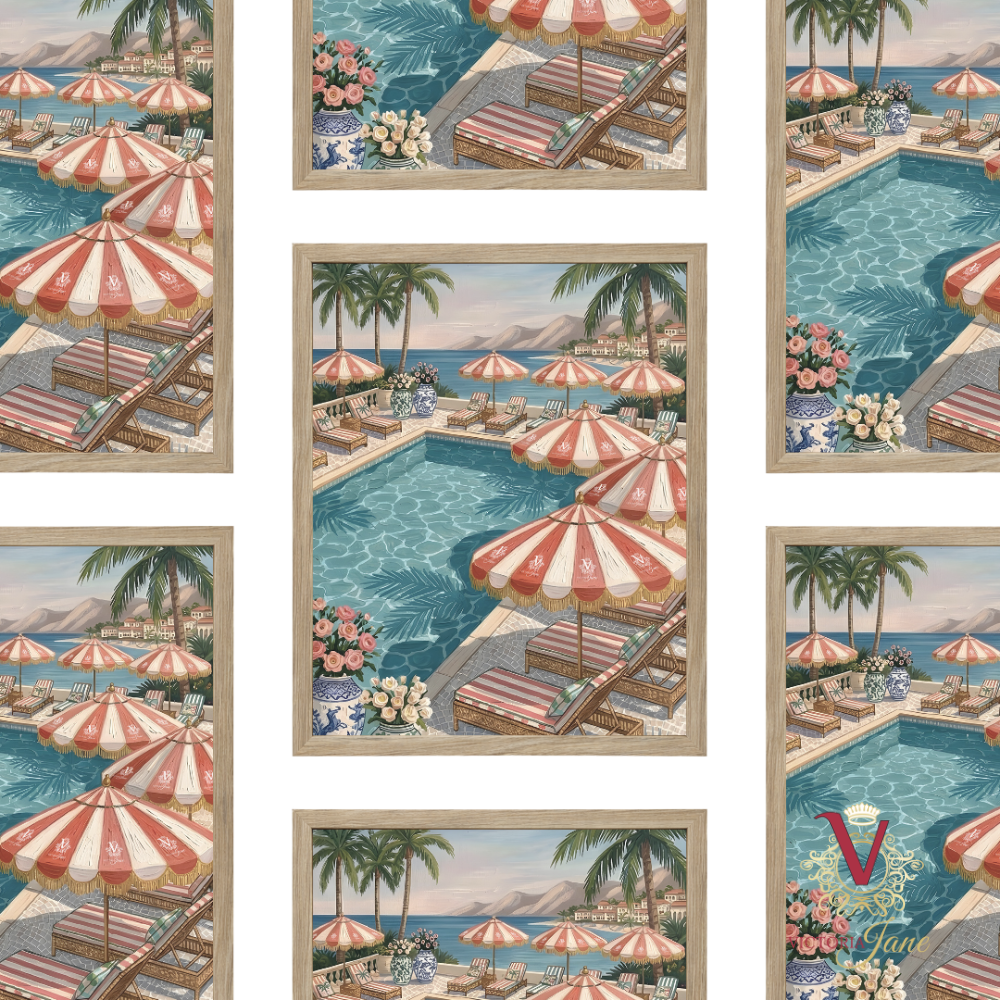 Poolside Society Framed Art oak repeated
