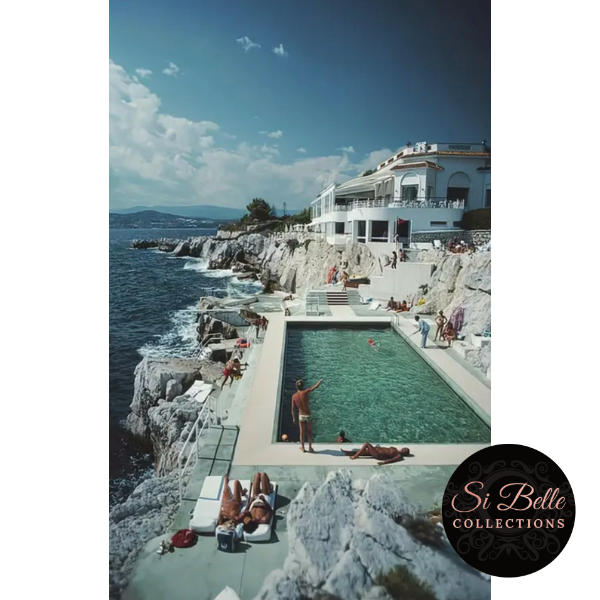 Seaside 70's Retro Ink Canvas Framed Print close up detailed