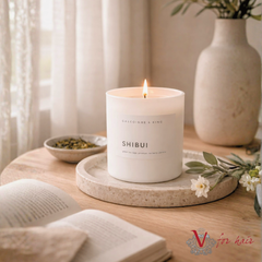 Shibui Candle - 400ml on bedside table