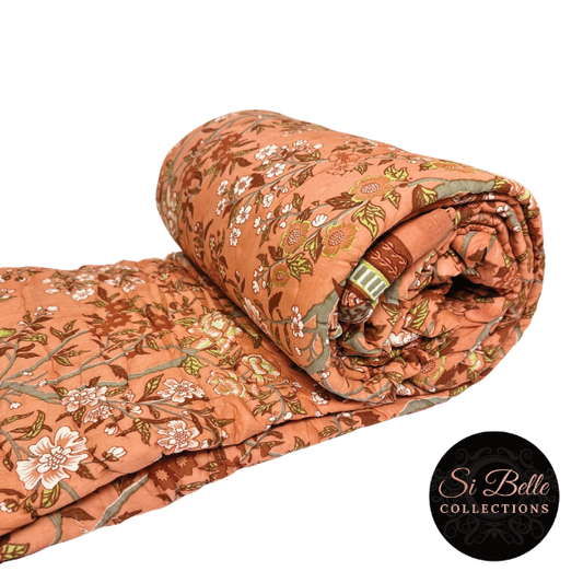 Soft Terracotta Quilt rolled