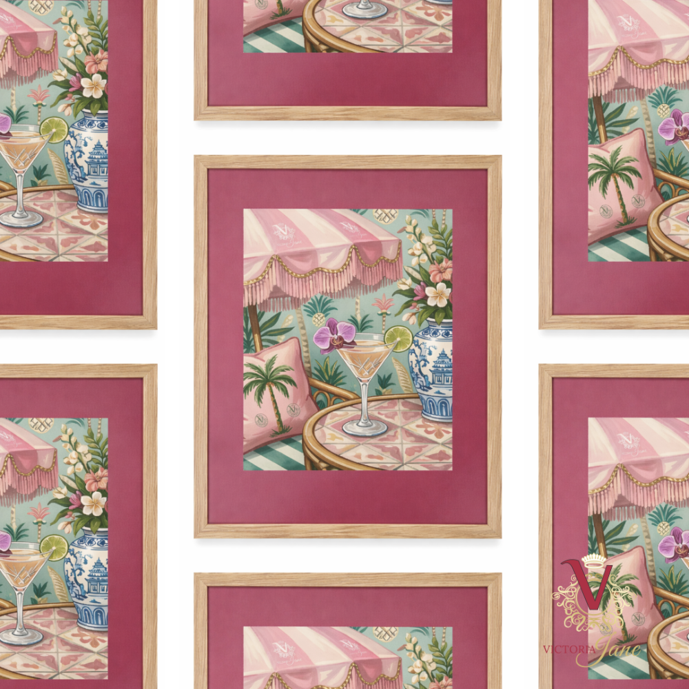 Spritz Hour Framed Art oak repeated