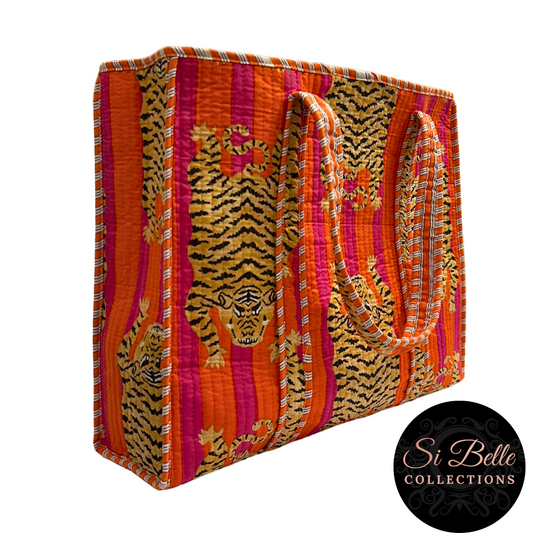 Tibetan Tiger Orange Designer Carry All Tote Bag