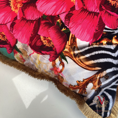 Peony Tiger Velvet Cushion BACK IN STOCK