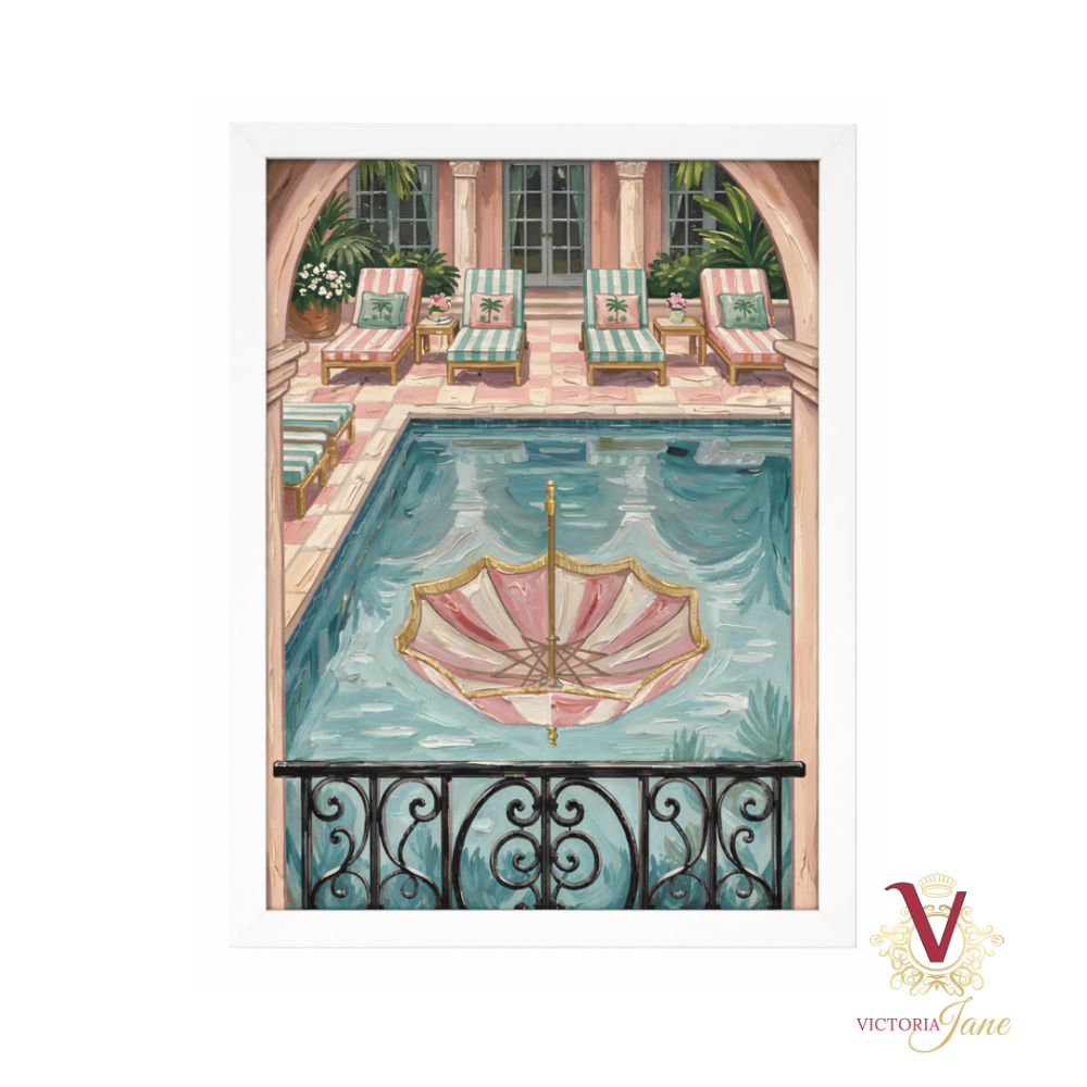 Umbrella Club Framed Art white