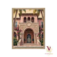 Villa Rosa Framed Art oak