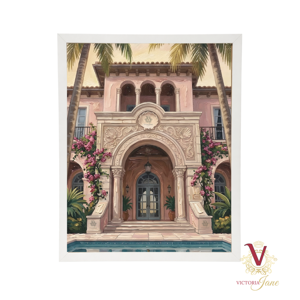 Villa Rosa Framed Art white